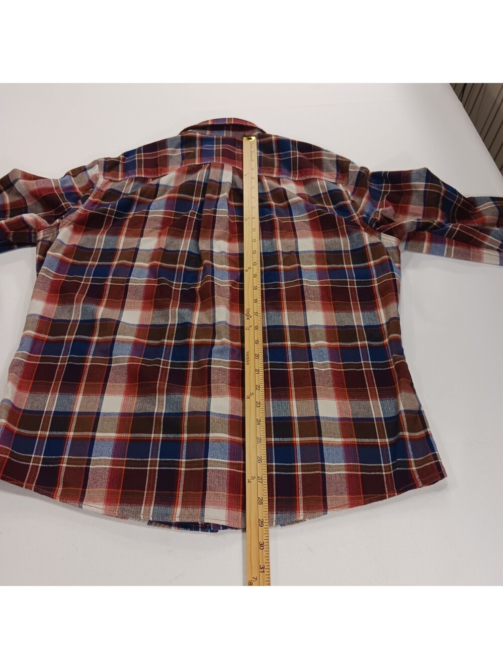 Eddie Bauer Classic Fit Men's Red/Blue Flannel Plaid Button-Up Shirt Size Large - Picture 7 of 16